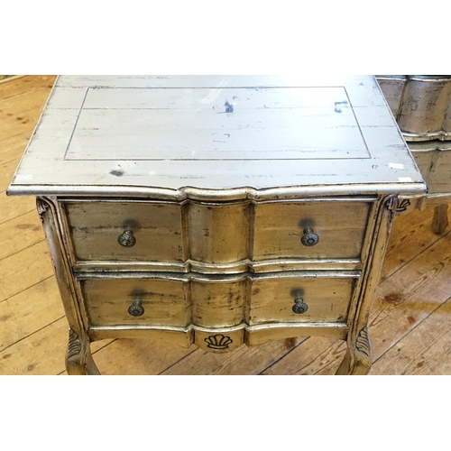 398 - A Pair of Silvered Florentine designed Two Drawers Bedside Tables. Measuring: 60cms across x 38cms d... 