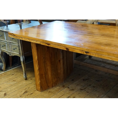 399 - A Chestnut Dining Room Table resting on Twin Supports. Measuring: 210cms long x 90cms across x 77cms... 