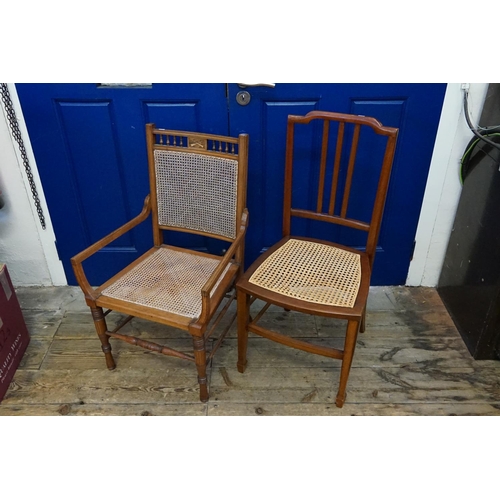 403 - A Late 19th Century Walnut Framed Line Inlaid with Musical Instruments Drawing Room Chair resting on... 