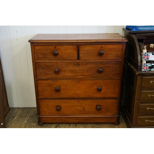 405 - A Victorian Mahogany Straight Front of Two Short & Three Long Drawers. Measuring: 105cms across x 47... 