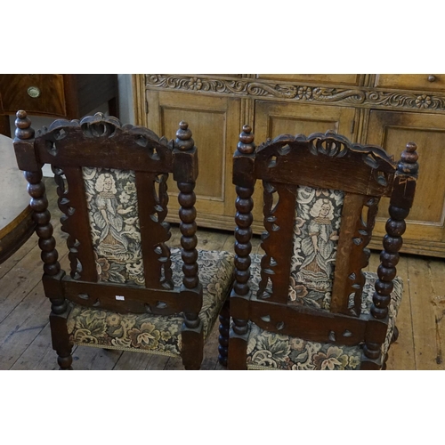 512 - A Pair of Charles II design Bobbin Twist Cupid & Crown Dining Chairs resting on Bobbin & Gadrooned B... 