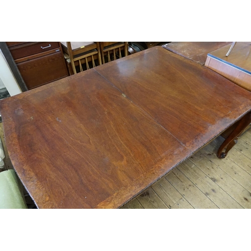 528 - A Georgian Design Cuban Mahogany Veneered Drawer Leaf Table with elongated Spanish Foot resting on S... 