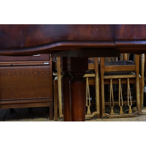 528 - A Georgian Design Cuban Mahogany Veneered Drawer Leaf Table with elongated Spanish Foot resting on S... 