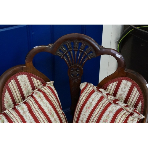 558 - An Edwardian Drawing Room Chair with pierced Back, Butterfly Winged Sides & resting on shaped feet u... 