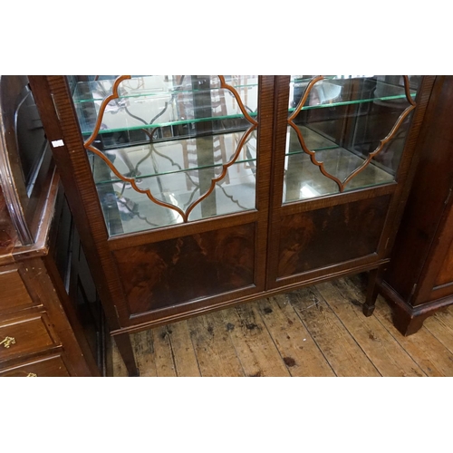 568 - An Edwardian Mahogany Design China Display Cabinet decorated with a Greek Key Cornice, Bat Wing Flut... 