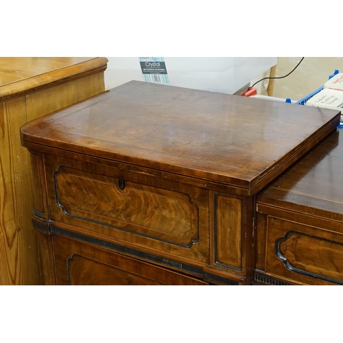 588 - A Large Scottish Sunk Section Sideboard with Cuban Mahogany Veneered Doors & resting on carved feet.... 