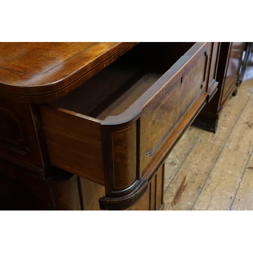 588 - A Large Scottish Sunk Section Sideboard with Cuban Mahogany Veneered Doors & resting on carved feet.... 