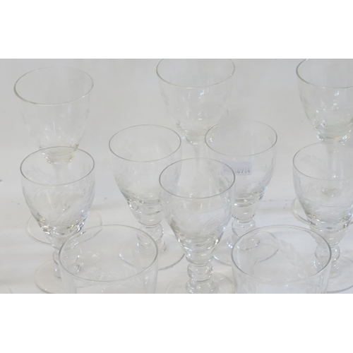 321 - A quantity of engraved Glass in two patterns.