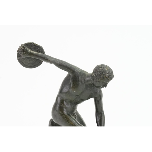 423 - A Bronzed Study of the Discus Thrower & one other of the wounded Gladiator on a marble base.