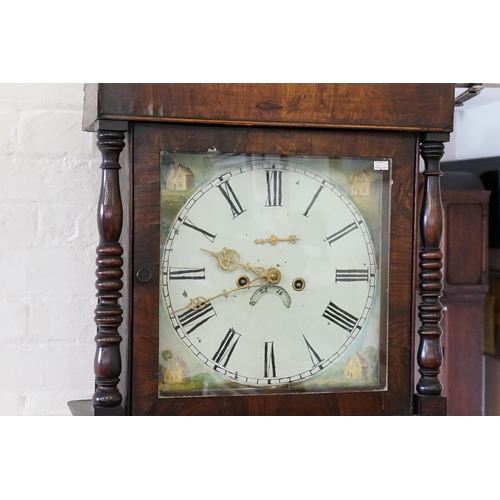 616 - A North Country Oak & Cross Banded Long Case Clock with painted Face, Numerals, Date, Aperture, etc.... 