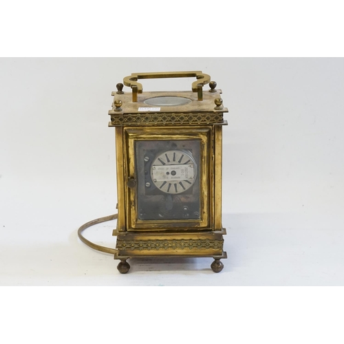 618 - A French Brass mounted Carriage Clock Case converted to electricity.