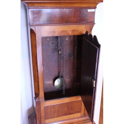 619 - A North Country Oak & Mahogany Cased Long Case Clock with a painted dial, Black Numeral Ring, Turned... 