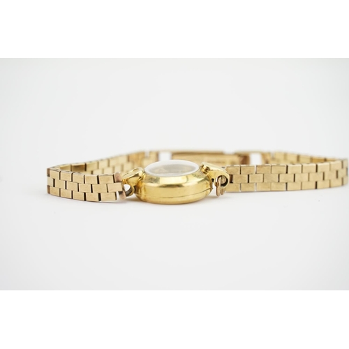 203 - A Ladies 18ct Gold marked rear casing along with a 9ct Gold Strap. Makers Mark: CELD.