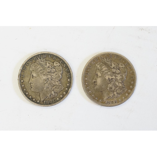 629 - 2 x U.S. Silver Dollars from 1881 + 1883.