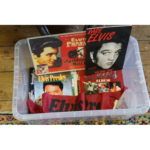 355 - A Collection of Elvis Memorabilia to include Records, Magazine, Tie's, Books, etc.