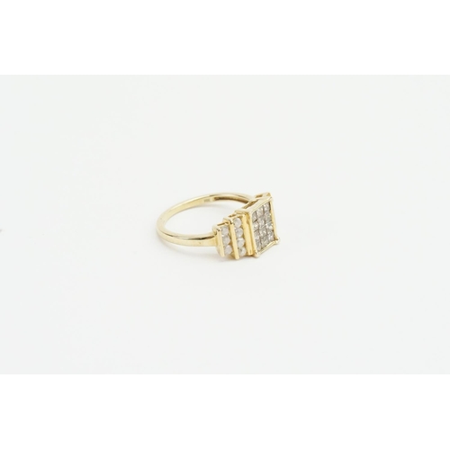 93 - A 9ct Gold and Diamond Ring, set with princess cut and round brilliant cut diamonds. Weight approx 2... 