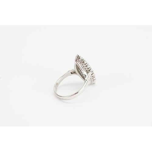 119 - An 18ct white gold marquise shaped diamond ring. Mounted with 19 diamonds. Total carat 0.9ct. Diamon... 