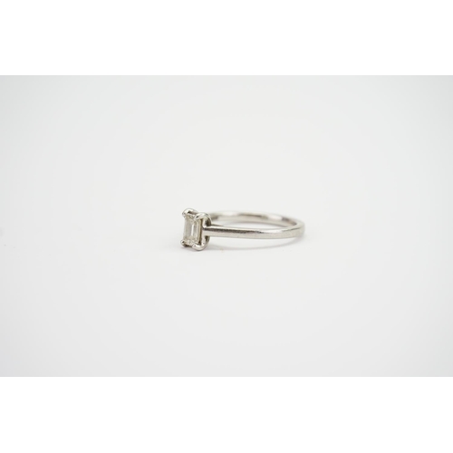 129 - A Ladies Princess Cut Diamond Platinum mounted Dress Ring.