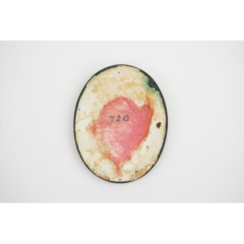 130 - A Rare English 18th Century Enamelled on Copper Oval Panel Painted with a Young Girl, a basket of eg... 