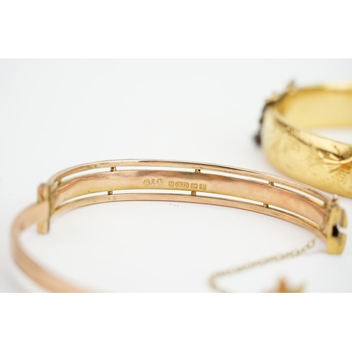 144 - An Antique 9ct Gold Bracelet. Weighing: 7.9grams. Along with a Gold filled bracelet and a Silver ban... 