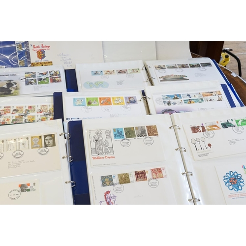 377 - A Box of Stamps containing seven various Stock Books of First Day Covers. Needs Viewing.