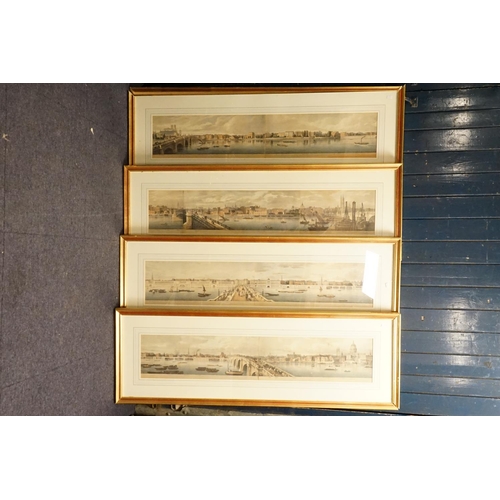 992 - A Set of Four Coloured & Tinted Steel Plate engravings of the views of the Thames including St. Paul... 