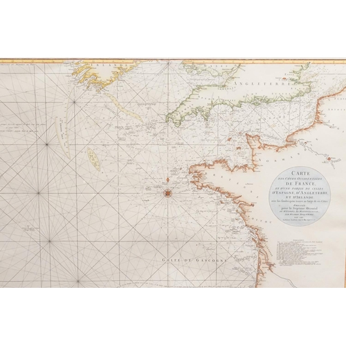 916 - A French Map published by Mr. L. Abbe Dicquemare of the English Channel, Framed & Glazed.