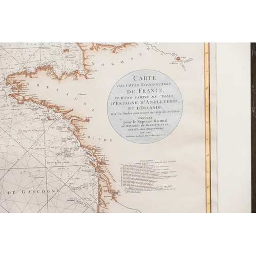 916 - A French Map published by Mr. L. Abbe Dicquemare of the English Channel, Framed & Glazed.