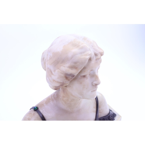 722 - A Large Fine Antique Alabaster Marble & Bronze Bust by Henry Schumacher or Mathias Schumacher Art No... 