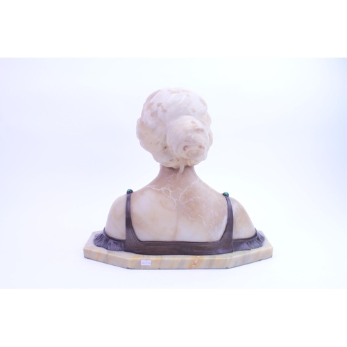 722 - A Large Fine Antique Alabaster Marble & Bronze Bust by Henry Schumacher or Mathias Schumacher Art No... 