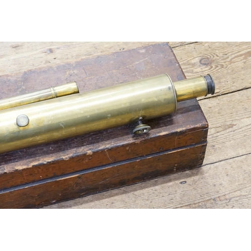 703 - A Late 19th Century Brass 3inch Telescope with two Brass Eye Pieces contained in an Original Box. (L... 