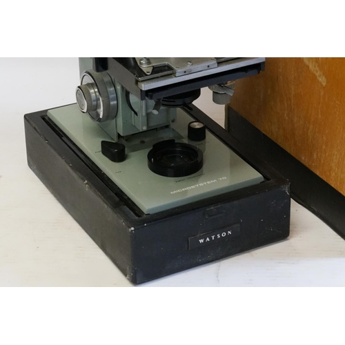 705 - A Micro System 70 Twin Binocular Illuminated Microscope in Original Case.