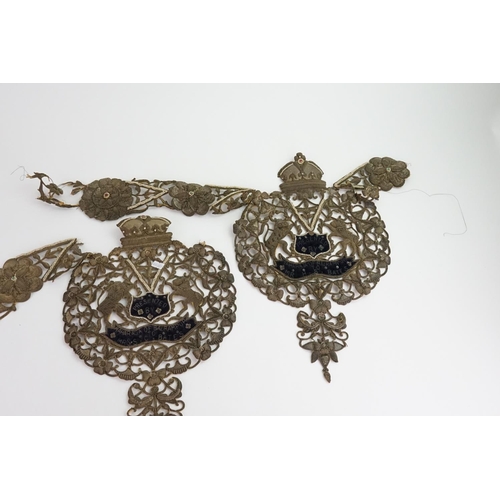 736 - A Rare Pair of Indian Delhi Durbar Silver & Mounted Presentation Animal Rank Badges presented by The... 