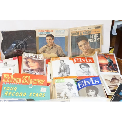 359 - A Large Collection of Elvis Presley Monthly Magazines, Priscilla Presley, Books, etc.