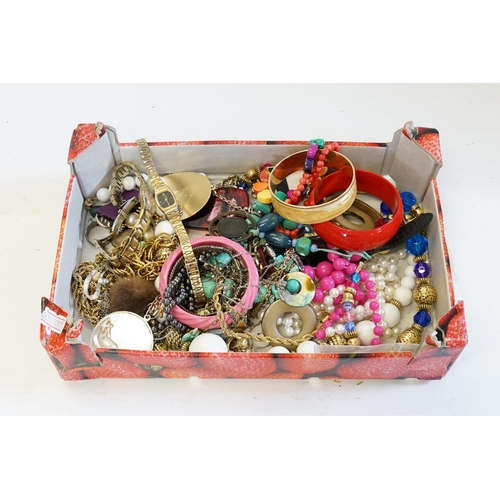 180 - A Box of Costume Jewellery to include Bangles, Tissot Watch, a Seiko Watch, etc.