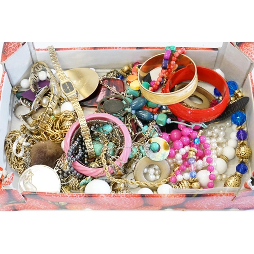 180 - A Box of Costume Jewellery to include Bangles, Tissot Watch, a Seiko Watch, etc.