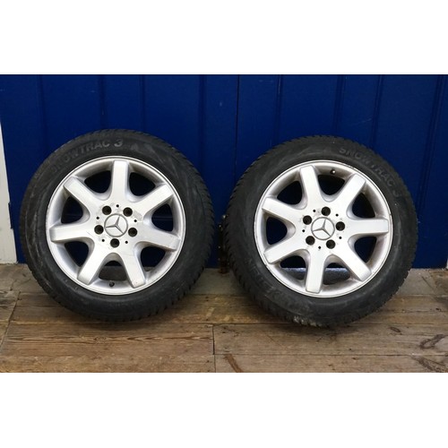 693A - A Pair of Mercedes SLK Alloy Wheels with Snow Tyres, Size: 205/55 R16 in Good Condition. Approx Year... 