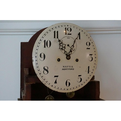 614 - A Victorian Cuban Flame Veneered Mahogany Long Case Clock fitted with a Nickel Silver Dial by 