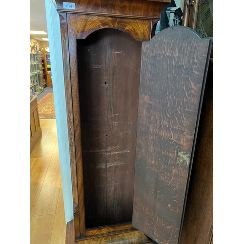 614 - A Victorian Cuban Flame Veneered Mahogany Long Case Clock fitted with a Nickel Silver Dial by 