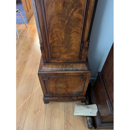 614 - A Victorian Cuban Flame Veneered Mahogany Long Case Clock fitted with a Nickel Silver Dial by 