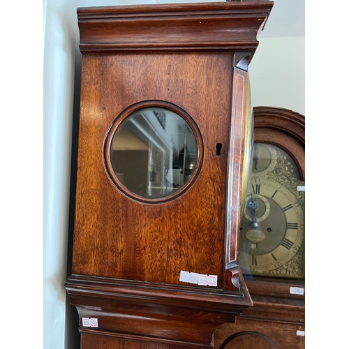 614 - A Victorian Cuban Flame Veneered Mahogany Long Case Clock fitted with a Nickel Silver Dial by 