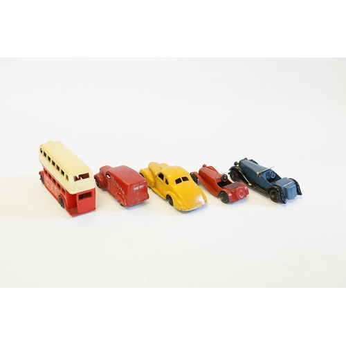 278 - A Tray of 1940s/1950s Dinky Toys to include 36e - British Salmson, 29c - First Type Bus, 38f - Jagua... 