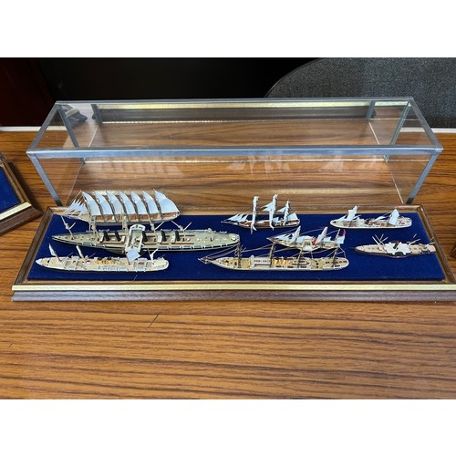 89 - A Collection of Fleetline White Metal Ships to include Naval, Cruise Liners, Tall Ships, etc, contai... 