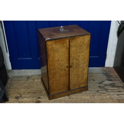 601 - A late Victorian burr walnut veneered and brass banded Collectors cabinet with monogram and coronet ... 