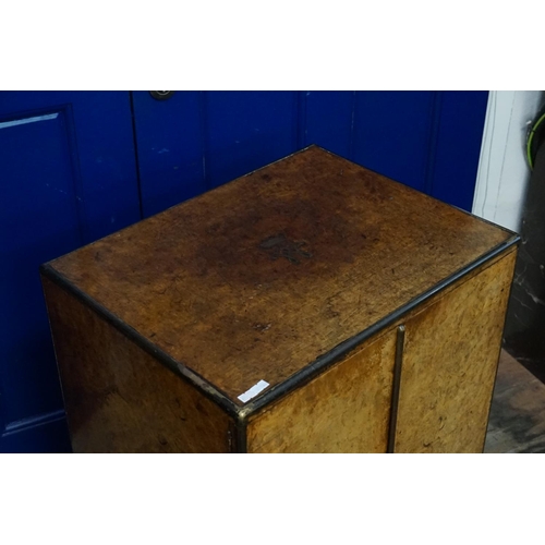 601 - A late Victorian burr walnut veneered and brass banded Collectors cabinet with monogram and coronet ... 