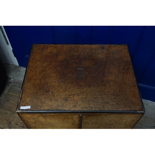 601 - A late Victorian burr walnut veneered and brass banded Collectors cabinet with monogram and coronet ... 