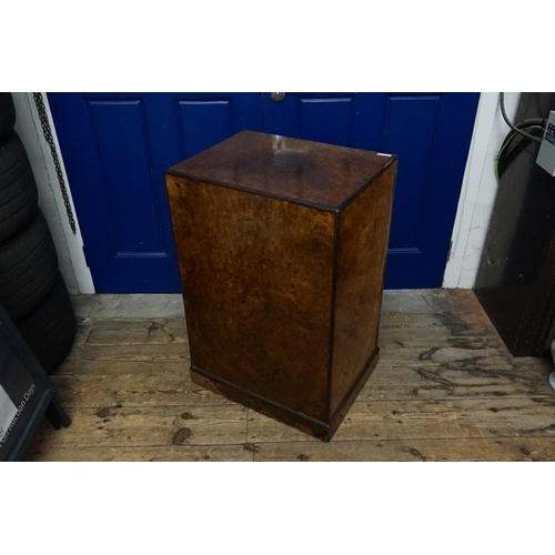 601 - A late Victorian burr walnut veneered and brass banded Collectors cabinet with monogram and coronet ... 