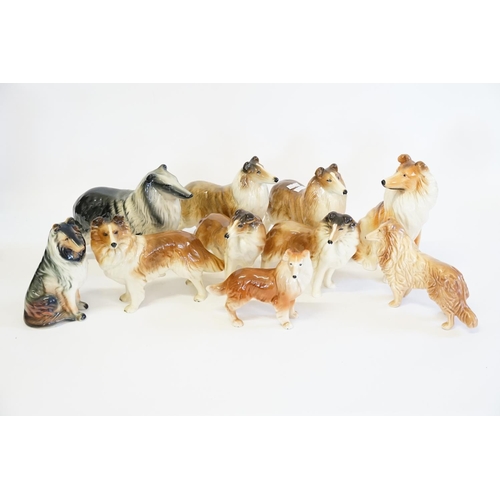 954 - A Collection of 10 various Pottery Dogs to include Sylvac, Continental & German Makes.