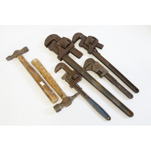 381 - A Collection of Vintage Tools to include a Stanley Smoothing Plane, Adjustable 'T' Square, Four Monk... 