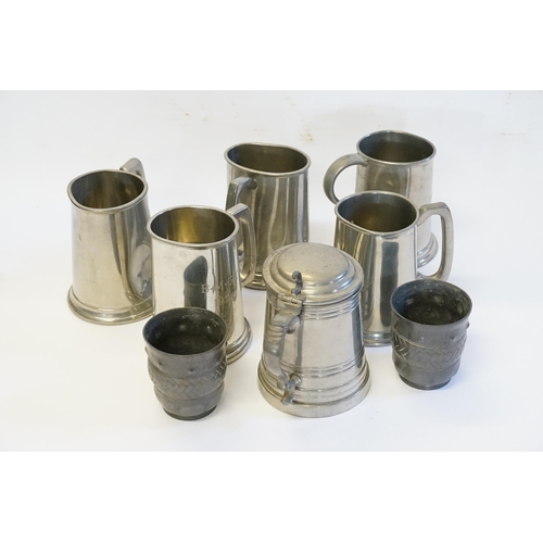 372 - A collection of 6 Pewter Tankards inscribed 